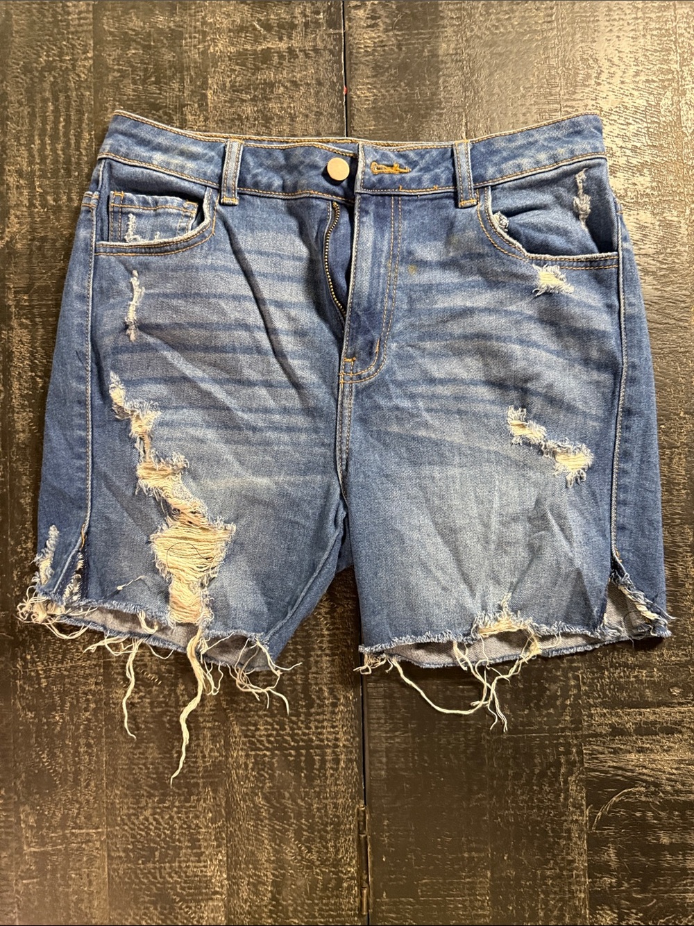 Fashion Nova Distressed Blue Denim Jean Shorts